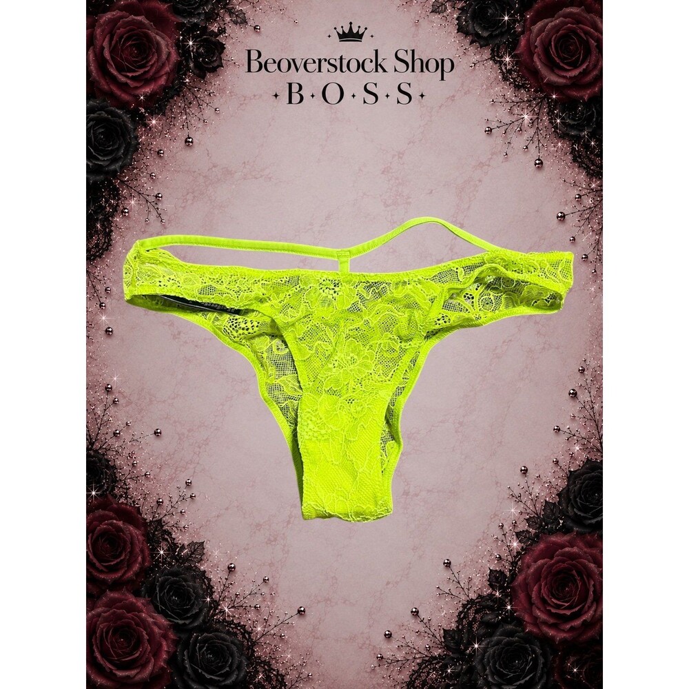 New Victoria’s Secret Dream Angels Lace String Bikini Panty – Neon Yellow – Size